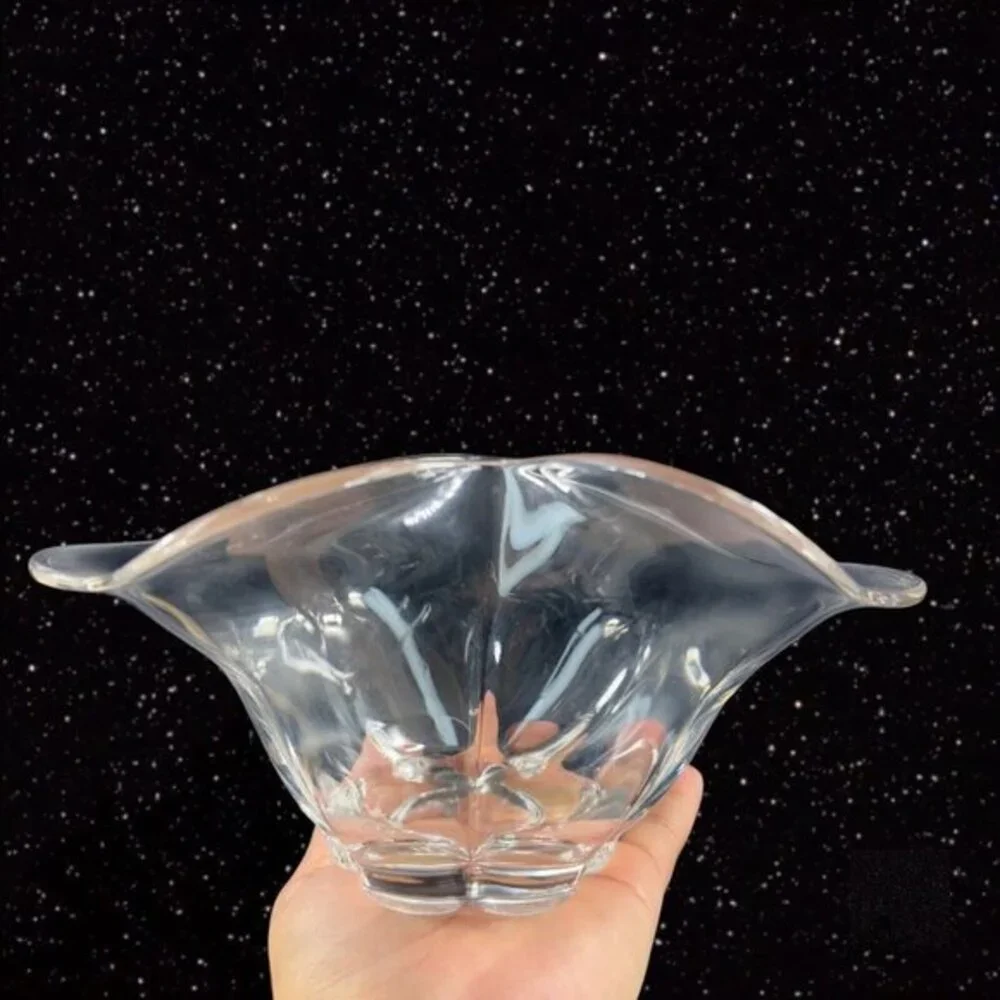 DUNCAN & MILLER Clear Canterbury Centerpiece Crimped Bowl‎ Dish Wavy Top Vintage